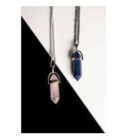 Taşmeran Pembe Kuvars-Lapis Lazuli Uyumlu Doğal Taş Çivi Çift Sevgili Kolyeleri Tky0230