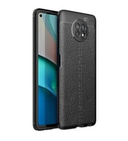 Xiaomi Redmi Note 9 5G Kılıf Deri Görünümlü Slim Silikon (Siyah)