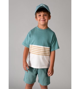 Mayoral Erkek Çocuk İki Tshirtlü Şort Takım Yeşil