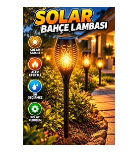 Solar Bahçe Lambası – Alev Efektli Sensörlü Su Geçirmez LED Dış Mekan Aydınlatma