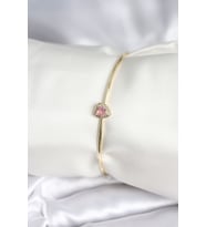 Pembe Zirkon Taşlı Kalp Model Gold Renk Kadın Bileklik TJ-BB8001