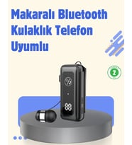 Bluetooth 5.2 Kablolu Makaralı Kulaklık Dijital Ekran ve Titreşimli Bildirim