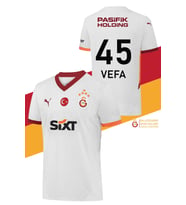 Galatasaray Orijinal Lisanslı Kişiye Özel 2024/25 5 Yıldızlı Beyaz Deplasman Taraftar (Beyaz - Kırmızı)