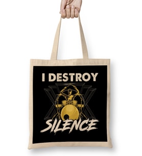 Funny I Destroy Silence Drummer Awesome Musician Bez Çanta Uzun Saplı
