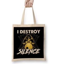 Funny I Destroy Silence Drummer Awesome Musician Bez Çanta Uzun Saplı