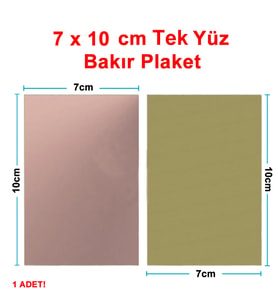 7x10cm Tek Yüz Bakır Plaket Pcb Elektronik Baskı Devre Prototip Test Deney Deneme Kartı FR4 Levha