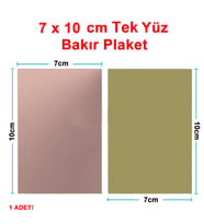 7x10cm Tek Yüz Bakır Plaket Pcb Elektronik Baskı Devre Prototip Test Deney Deneme Kartı FR4 Levha