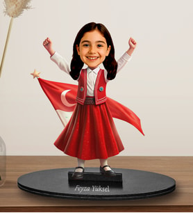 Kişiye Özel 23 Nisan Kız Çocuğu Tasarımlı Karikatür Biblo 265