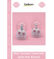 Özel Üretim Hediyelik Dekoratif Estetik Gece Lambası Mini Boy Tavşan Tasarımlı Işıklı Kar Küresi