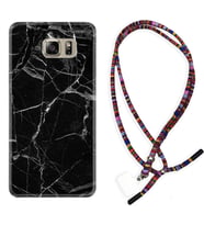 Samsung S7 Edge S20 Fe Plus Ultra S21 S22 Kılıf Boyun Asklı Rasta Silikon Fragile Black Mermer 1378