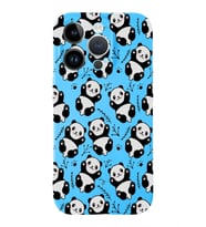 Apple iPhone 14 Pro Uyumlu Lansman Kılıf Panda Tasarımlı İçi Kadife Kapak-Mavi (Şeffaf)