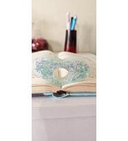Dekoratif Reçine, Turkuaz ve Mor Simli, El Yapımı Okuma Yüzüğü, bookmark