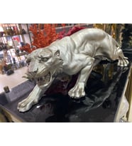 Dekotatif Kaplan Leopar Çita Panter Biblo Heykel (Gümüş)