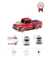 Torima D44 Kırmızı Kamyon Bluetooth Hoparlör FM-USB-TF Destekli Güneş Enerjili Speaker