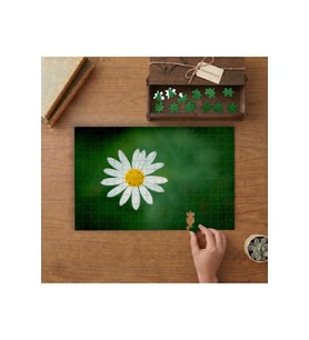 Yeşil Çimenler Sarı Çiçekler Tasarımı 240 parça Ahşap Puzzle Ahşap Kutuda MP01033