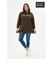 Kadın Tunik Büyük Beden Capri Island Baskılı ince Sweatshırt SPR26BTK990-1