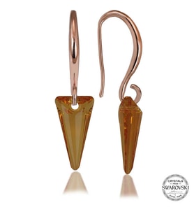 Swarovski Crystal Taşlı Gümüş Sarı Taşlı Üçgen Sallantılı Kadın Küpe