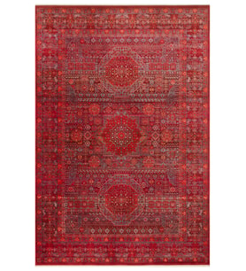 Kırmızı Halı Modern Geometrik Desenli Yumuşak Yüzeyli Klasik Salon Halısı Koridor
