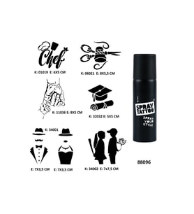 Sanatsal Modeller Spray Tattoo Geçici Dövme Seti Dark Siyah Sprey