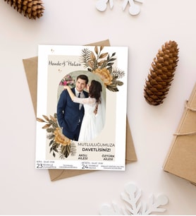 BK Gift Kişiye Özel Fotoğraflı Düğün Davetiyesi Model 102 (100Adet)