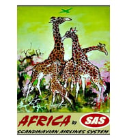 Iskandinavya Havayolları : Africa Seyahat Baskısı Tablo Ahşap Poster Dekoratif