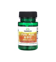 Swanson Folic Asid & B12 Energy Support 2'si 1 arada 30 Veg Kapsül