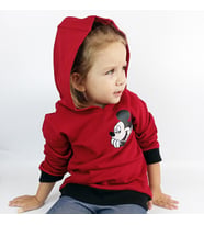 Çocuk Sweatshirt Kapüşonlu - Kırmızı Siyah - Baskılı