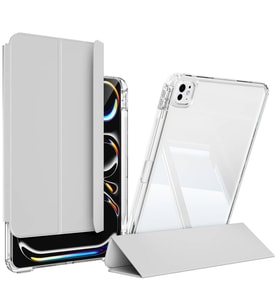 Apple iPad Pro 11 2025 M5 Uyumlu Kılıf Magnetik Ayrılabilen Airbagli Zore Sliding Tablet Kılıfı (Gri)
