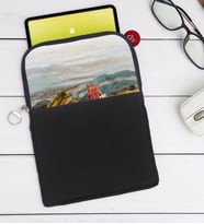 BK Gift Suluboya Tasarımlı Taşınabilir Koruyucu Tablet Kılıfı & Organizer Çanta - Siyah-1