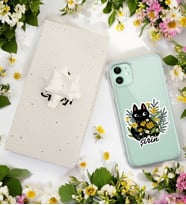 Cat Sticker Tasarımlı Kişiye Özel Şeffaf Telefon Kılıfı (Tüm Telefon Modelleri Mevcuttur.) - Hediye Kutulu