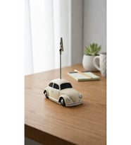 Araba Vintage VW Beetle Vosvos Fotoğraf Not Tutucu Erkeğe Hediye Fikri Biblo Ofis Hediyesi (Krem)