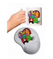 Picasso Çift Temalı Baskılı Bilek Destekli Mouse Pad + Kupa Bardak Mug