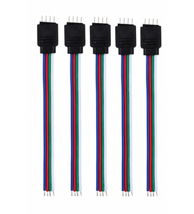 5'li Set 4 Pin Erkek RGB LED Soketli Kablo 10cm Lehimsiz Bağlantı Kablosu RGB LED Şerit Uyumlu 12V 24V