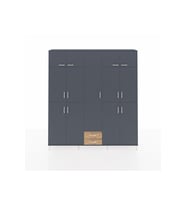 Arges Dolap 10 Raflı 2 Çekmeceli 4 Askılı 220x30x243 Antrasit-Antrasit/Çam
