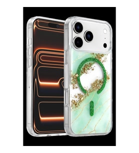 Onegif Apple İphone 17 Pro Max Lotus Simli Magsafe Kapak - Yeşil