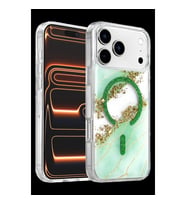 Onegif Apple İphone 17 Pro Max Lotus Simli Magsafe Kapak - Yeşil