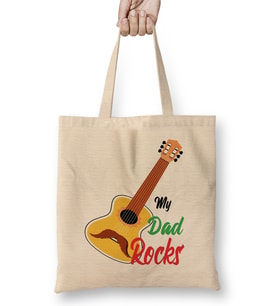 My Dad Rocks And Guitar Bez Çanta Uzun Saplı