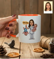 Kişiye Özel Karikatürlü Ebe Kupa Bardak Tıp Bayramı Hediyesi
