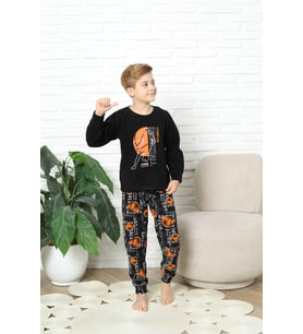 Erkek Çocuk Welsoft/Polar Kumaş Pijama Takımı 12491 MODANINO (Siyah)