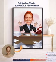 Kişiye Özel  Karikatür Çerçeveli Tablo ,Kişiye Özel Hediye,Kişiye Özel Tablo.Karikatür Çizim (Çok Renkli)