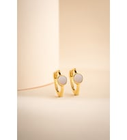 925 Ayar Gümüş Gold Kaplama 12 mm Sedef Taşlı Halka Küpe
