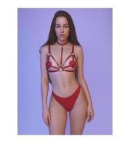 Amora Secret Fantezi Kırmızı Harness Sütyen Kumaş Külot Takımı