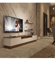 Decoraktiv Trendstyle 220RS Mdf Tv Ünitesi Tv Sehpası - Ceviz Beyaz (Beyaz - Kahverengi)