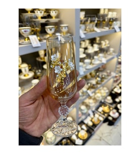 Kristal Gold Ayaklı İnceli Kahve Yanı Su Bardağı, şık ve zarif tasarım