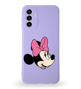 Samsung Galaxy M13 Uyumlu Lansman Kılıf Altı Kapalı İçi Kadife  Minnie Mouse-A Tasarımlı  Kapak (Şeffaf)