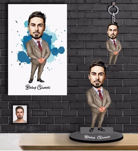 Kişiye Özel Öğretmen Karikatürlü 3 lü Hediye Seti Bay-17