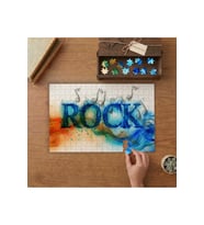 Dumanlı Rock Yazısı Tasarımı 240 parça Ahşap Puzzle Ahşap Kutuda MP10618