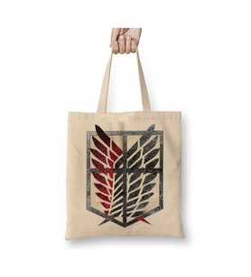 Attack On Titan Scoutıng Legıon Beyaz Bez Çanta Uzun Saplı Alışveriş Çantası Plaj Çantası