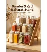 Bambu 3 Katlı Katlanır Ayaklı Baharatlık Standı ve Çekmece İçi Organizer