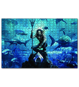 Cakapuzzle Aquaman Su Altında Köpek Balıklar  Puzzle Yapboz MDF (Ahşap) (120 Parça)